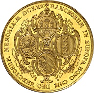 Nr. 223: Hamburg. Bankportugalöser zu 10 Dukaten 1665. Sehr selten. Fast Stempelglanz. Taxe: 20.000,- Euro.