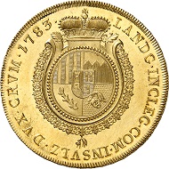 Nr. 561: Johann Nepomuk von Schwarzenberg, 1782-1789. 10 Dukaten 1783, Wien. Äußerst selten. Fast Stempelglanz. Taxe: 25.000,- Euro.