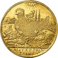 Nr. 831: Schweiz / Basel. 10 Dukaten o. J. (1691). Äußerst selten. Gutes vorzüglich. Taxe: 50.000,- Euro.