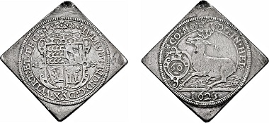 Los 4568: Herzogtum Württemberg-Weiltingen. Julius Friedrich. 1617-1635. Klippe 1623 des Hirschguldens. Taxe: 3.500 Euro.