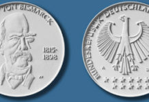 Neue 10-Euro-Gedenkmünzen zum 200. Geburtstag von Otto von Bismarck