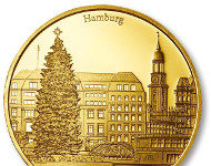 Hamburger Wahrzeichen auf Degussa-Weihnachtsthaler 2015