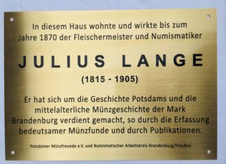 Gedenktafel für Potsdamer Numismatiker Julius Lange