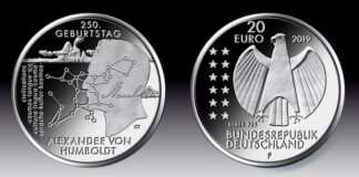 20-Euro-Gedenkmünze „250. Geburtstag Alexander von Humboldt“