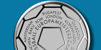 Deutsche Gedenkmünze „Fußball-Europameisterschaft 2020“ in Silber