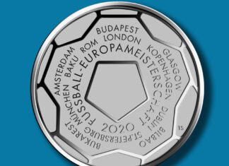 Deutsche Gedenkmünze „Fußball-Europameisterschaft 2020“ in Silber