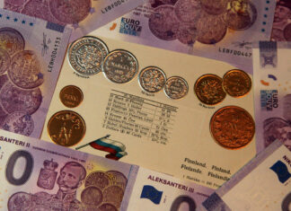 Historische Münzen auf Finnlands 0-Euro-Scheinen