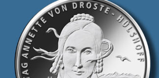 Deutschlands 20-Euro-Sammlermünze auf Annette von Droste-Hülshoff