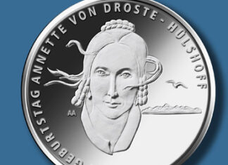 Deutschlands 20-Euro-Sammlermünze auf Annette von Droste-Hülshoff