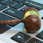 Online,Auction.,Auction,Or,Judge,Gavel,On,A,Computer,Keyboard.