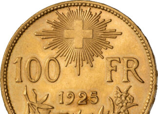 Numismatisches Puzzle: Vreneli, Schweiz (1925)